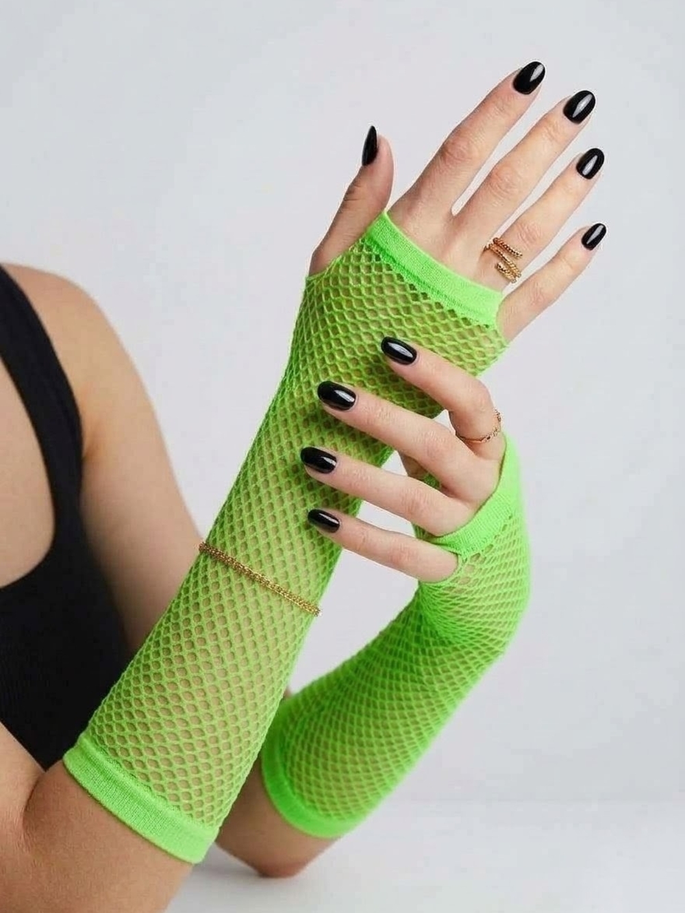 Neon Green Fishnet Arm Warmers - Women Accessories